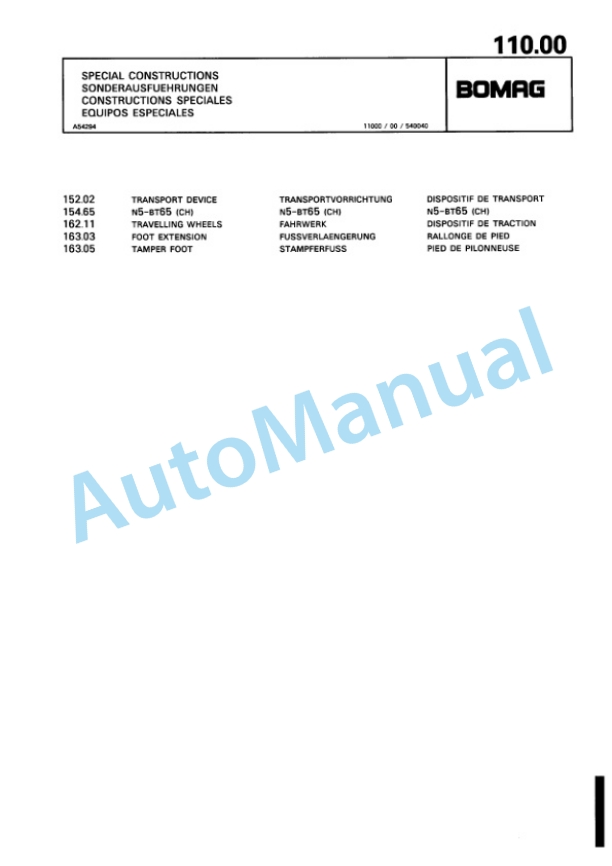 Bomag BT 65 Vibratory Tamper Spare Parts Catalogue 00813231-4
