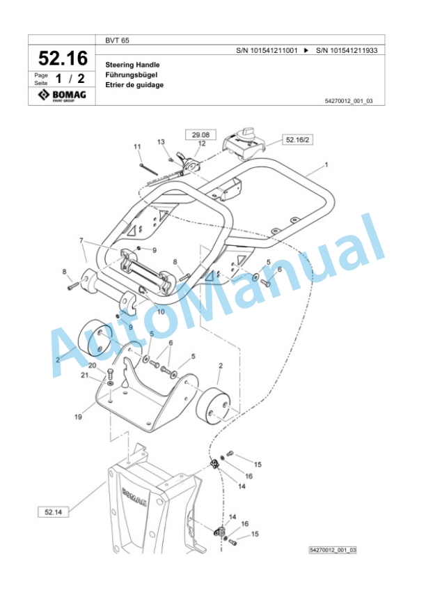 Bomag BT 65 Vibratory Tamper Spare Parts Catalogue 00824401-2