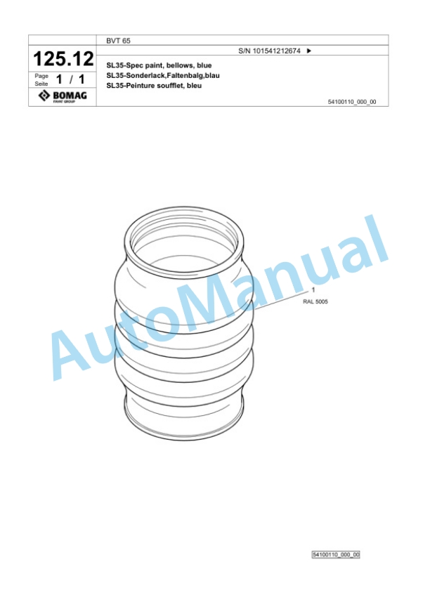 Bomag BT 65 Vibratory Tamper Spare Parts Catalogue 00824401-4