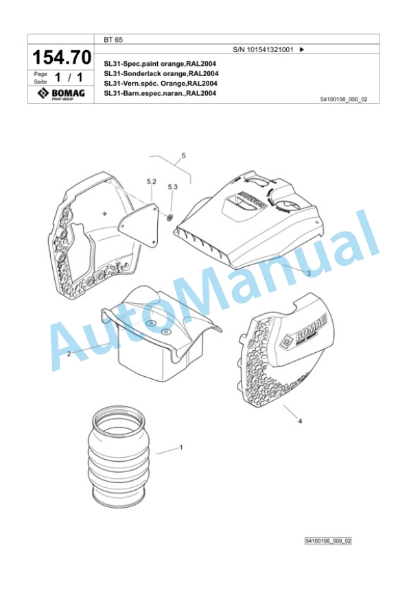 Bomag BT 65 Vibratory Tamper Spare Parts Catalogue 00824637-4
