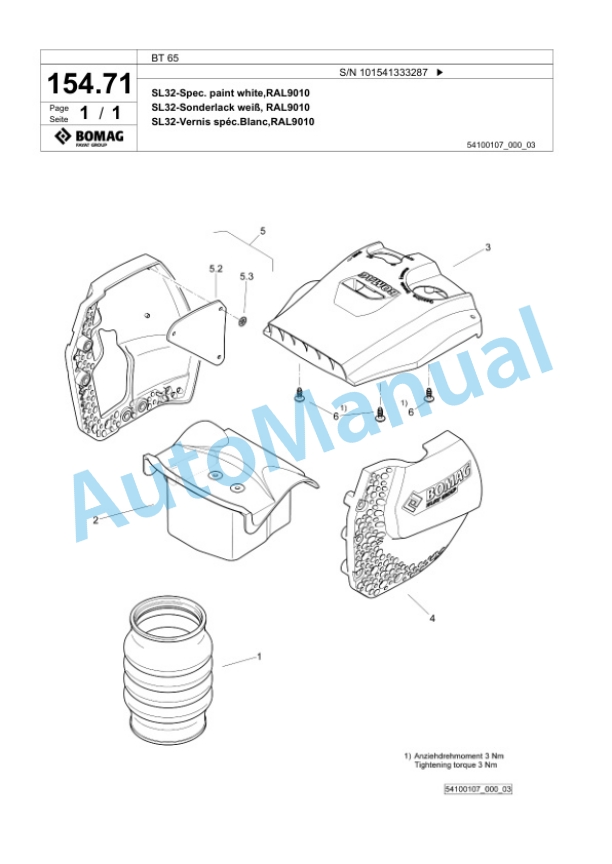 Bomag BT 65 Vibratory Tamper Spare Parts Catalogue 00824885-4