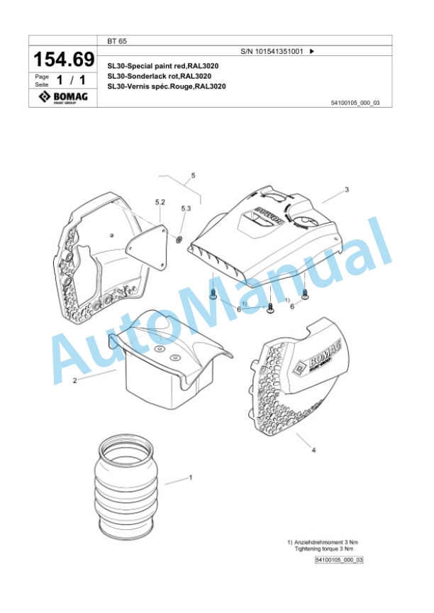 Bomag BT 65 Vibratory Tamper Spare Parts Catalogue 00825213-3