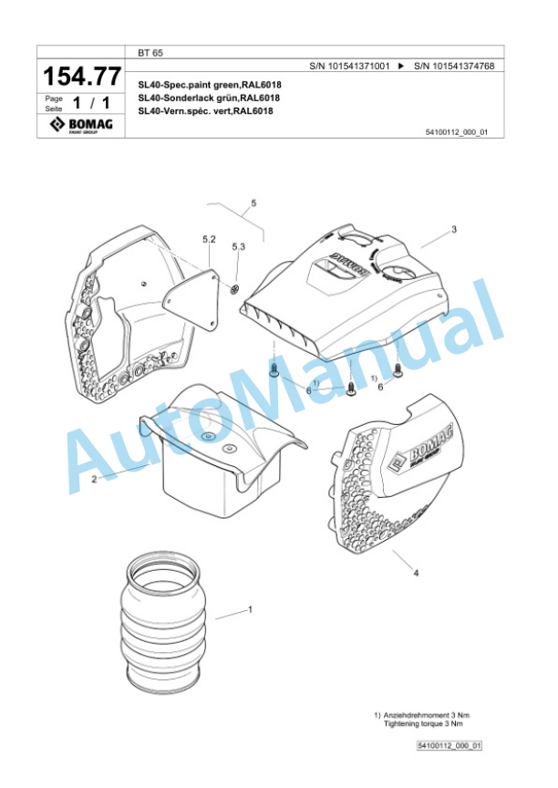Bomag BT 65 Vibratory Tamper Spare Parts Catalogue 00825579-5