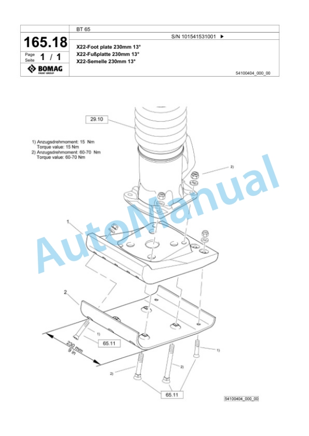 Bomag BT 65 Vibratory Tamper Spare Parts Catalogue 00826833-5