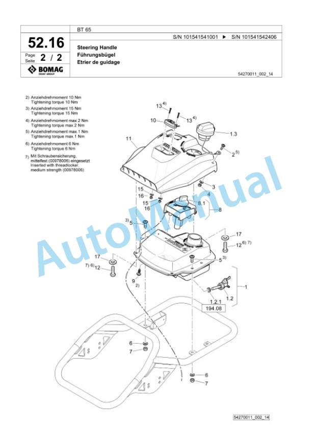 Bomag BT 65 Vibratory Tamper Spare Parts Catalogue 00826881-2