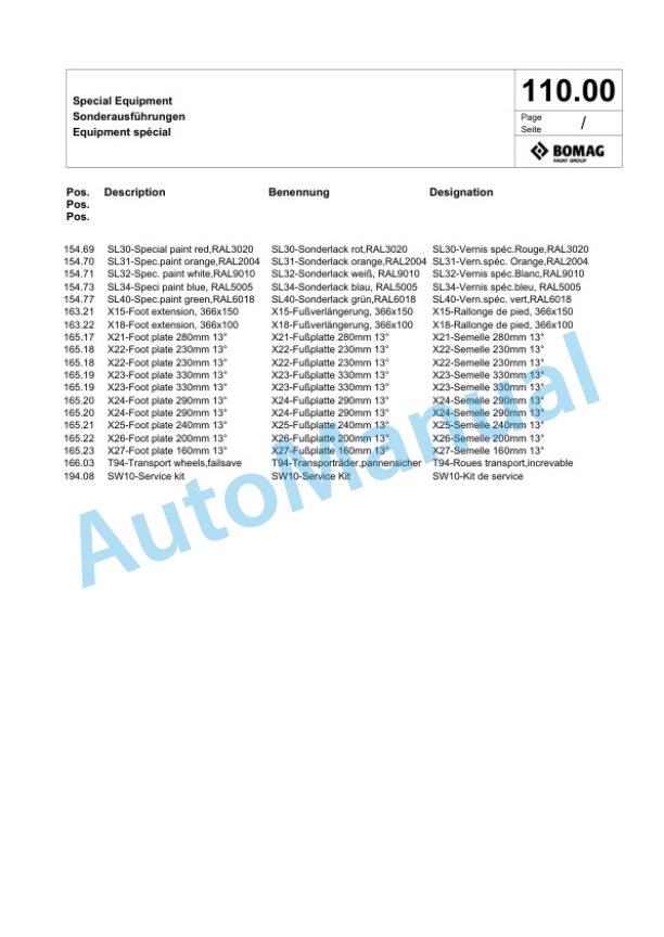 Bomag BT 65 Vibratory Tamper Spare Parts Catalogue 00826881-3