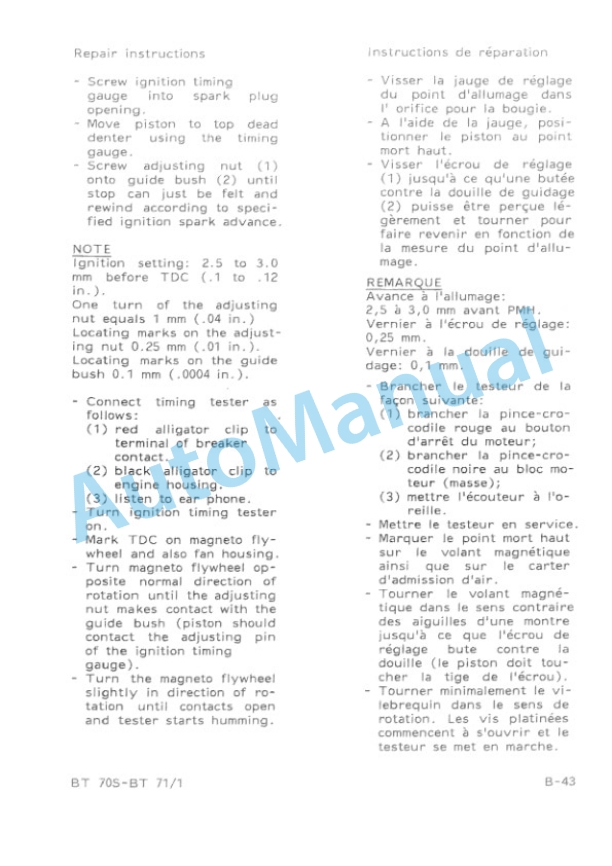 Bomag BT 70 S, BT 71 Vibratory Tamper Spare Parts Catalogue 00813200-2