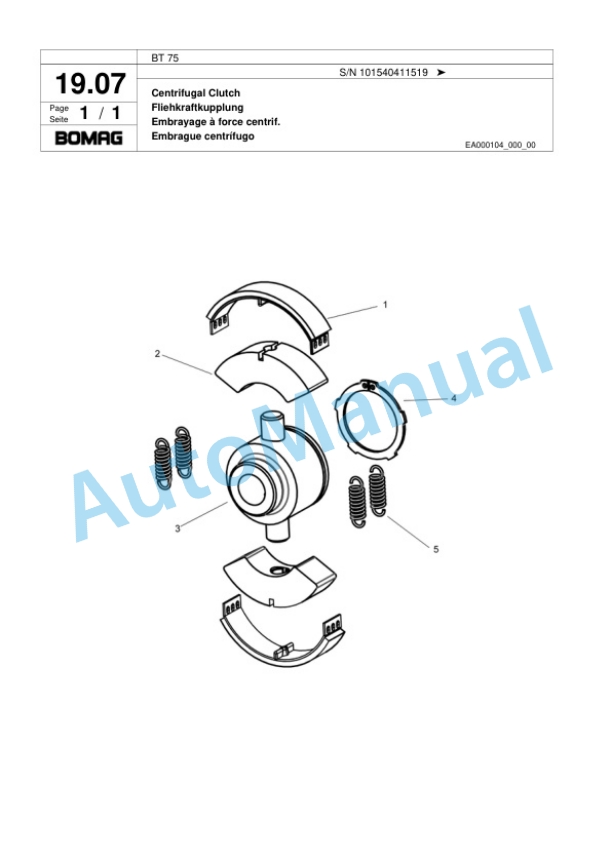 Bomag BT 75 Vibratory Tamper Spare Parts Catalogue 00817454-2