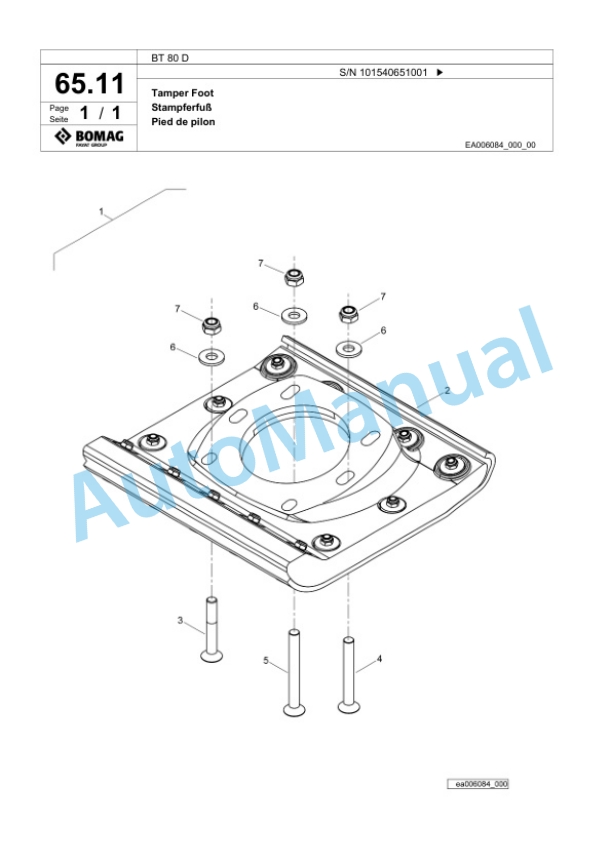 Bomag BT 80 D Vibratory Tamper Spare Parts Catalogue 00826641-4