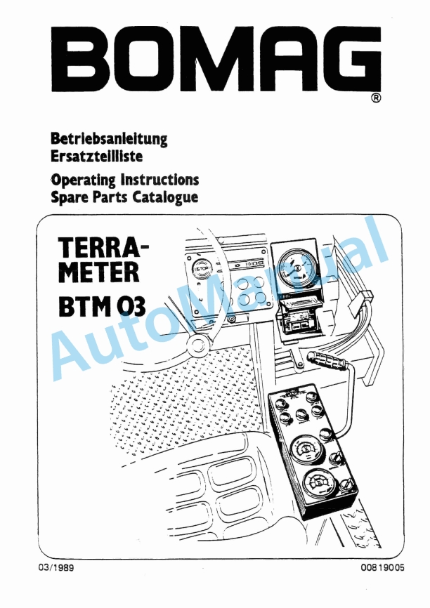 Bomag BTM 03 Terra Meter Spare Parts Catalogue 00819005