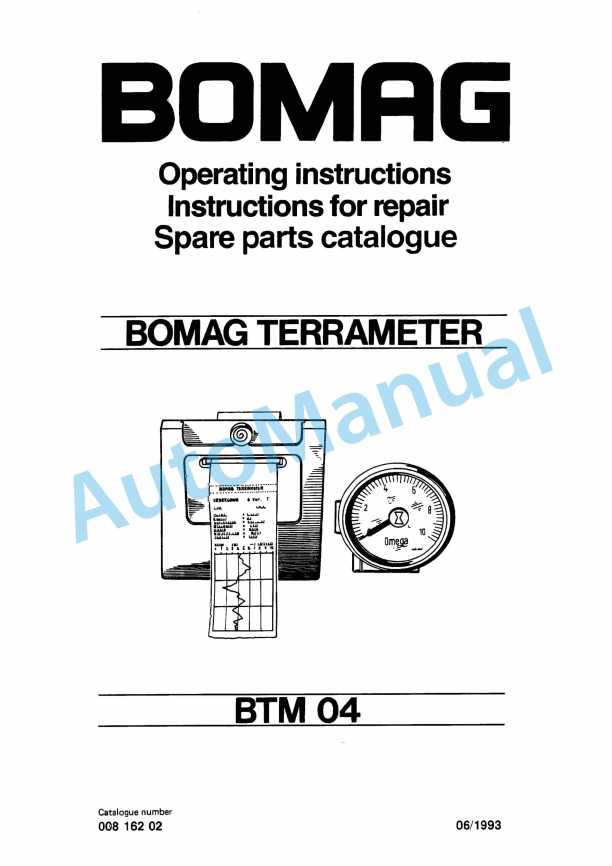 Bomag BTM 04 Terra Meter Spare Parts Catalogue 00816202