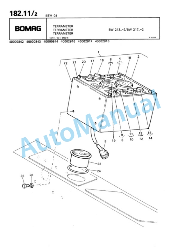 Bomag BTM 04 Terra Meter Spare Parts Catalogue 00816202-5