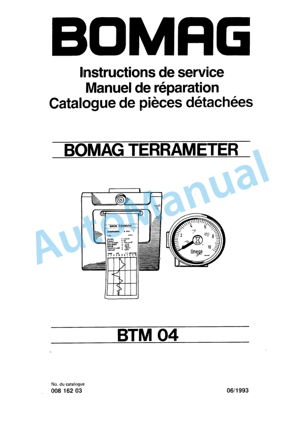 Bomag BTM 04 Terra Meter Spare Parts Catalogue 00816203 FR