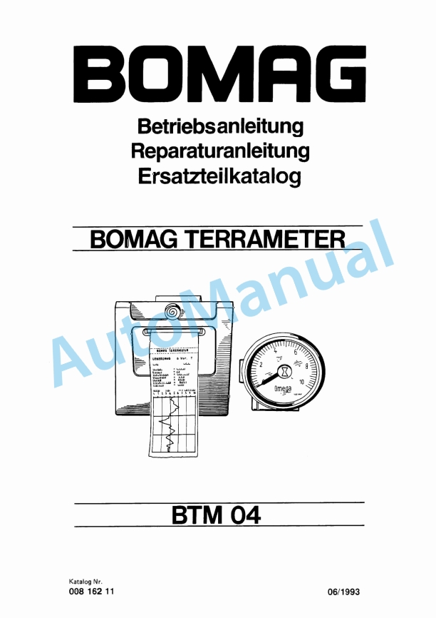 Bomag BTM 04 Terra Meter Spare Parts Catalogue 00816211 GE