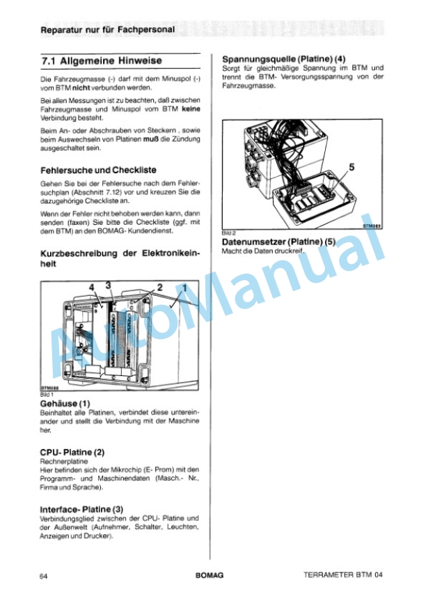 Bomag BTM 04 Terra Meter Spare Parts Catalogue 00816211 GE-2