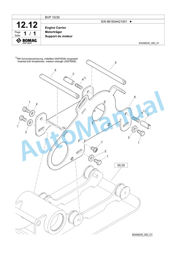 Bomag BVP 10-30 Vibratory Plate Compactor Spare Parts Catalogue 00825467-2