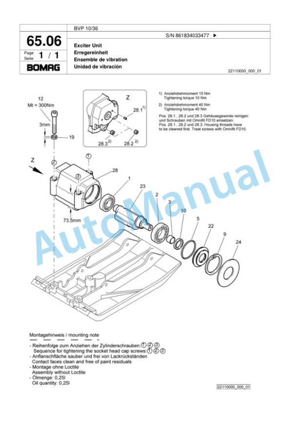 Bomag BVP 10-36 Vibratory Plate Compactor Spare Parts Catalogue 00818687-2