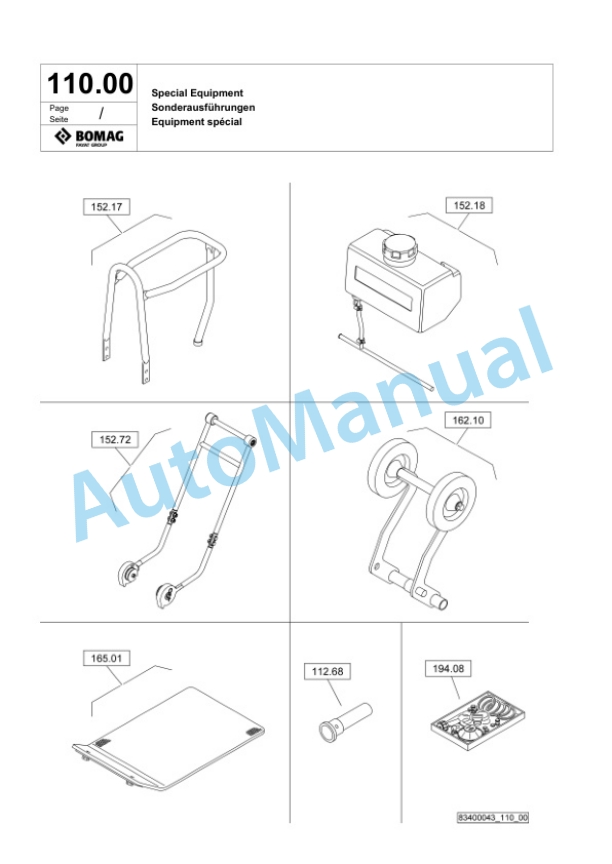 Bomag BVP 10-36 Vibratory Plate Compactor Spare Parts Catalogue 00826199-4