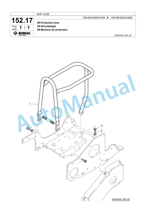 Bomag BVP 10-36 Vibratory Plate Compactor Spare Parts Catalogue 00826199-5
