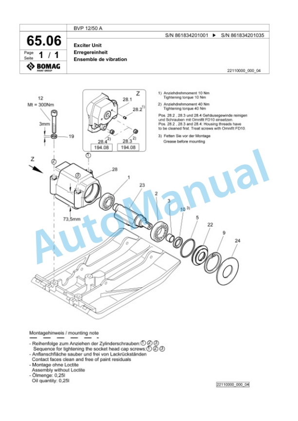 Bomag BVP 12-50 A Vibratory Plate Compactor Spare Parts Catalogue 00825145-4