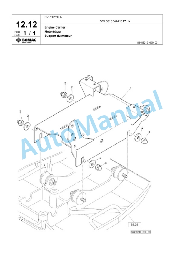 Bomag BVP 12-50 A Vibratory Plate Compactor Spare Parts Catalogue 00825471-2