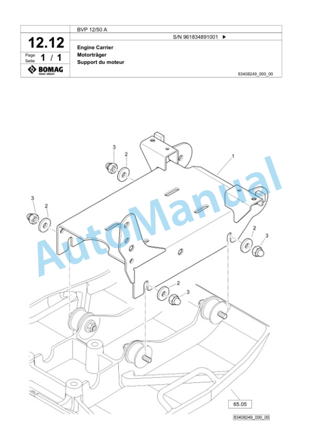 Bomag BVP 12-50 A Vibratory Plate Compactor Spare Parts Catalogue 00826997-2