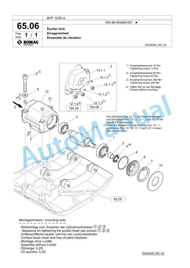 Bomag BVP 12-50 A Vibratory Plate Compactor Spare Parts Catalogue 00826997-5