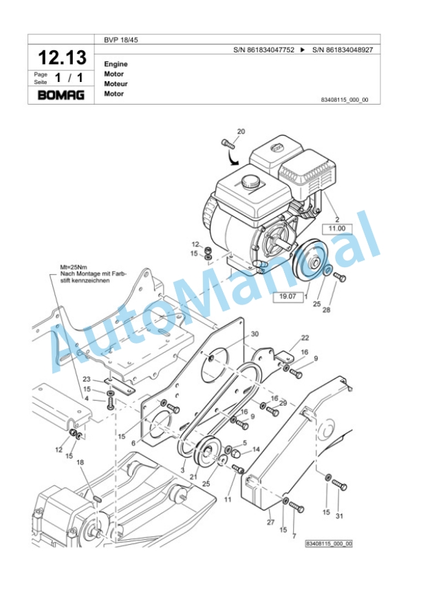 Bomag BVP 18-45 Vibratory Plate Compactor Spare Parts Catalogue 00824081-2