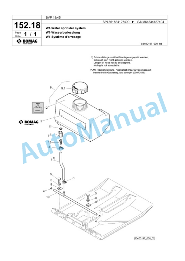 Bomag BVP 18-45 Vibratory Plate Compactor Spare Parts Catalogue 00824613-5