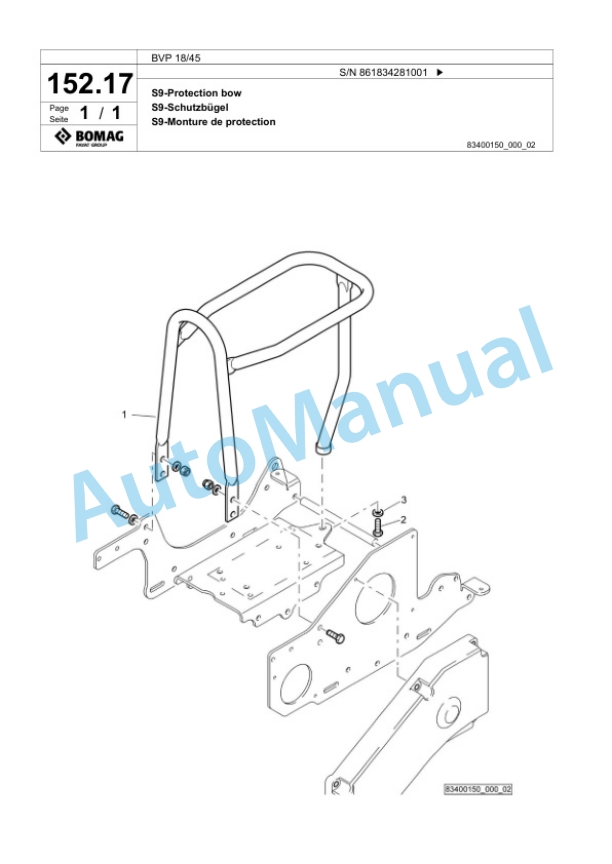 Bomag BVP 18-45 Vibratory Plate Compactor Spare Parts Catalogue 00825249-5