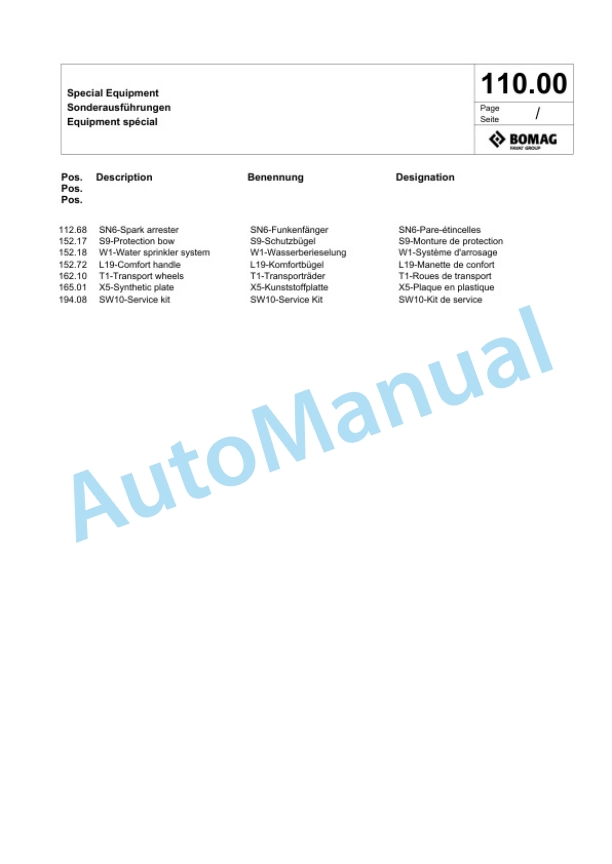 Bomag BVP 18-45 Vibratory Plate Compactor Spare Parts Catalogue 00825953-5
