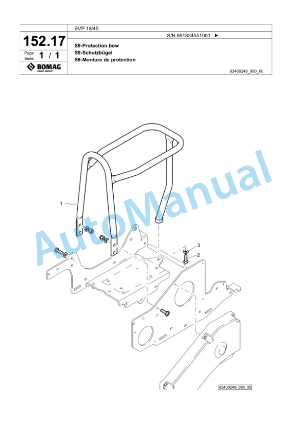 Bomag BVP 18-45 Vibratory Plate Compactor Spare Parts Catalogue 00825979-5
