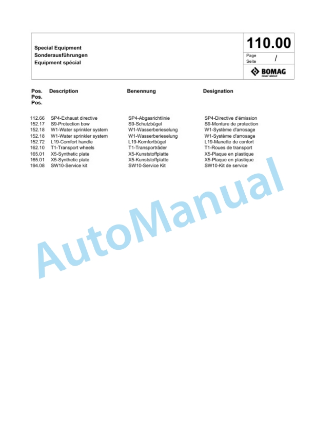 Bomag BVP 18-45 Vibratory Plate Compactor Spare Parts Catalogue 00826211-4
