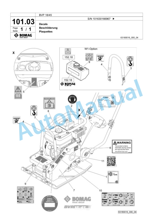 Bomag BVP 18-45 Vibratory Plate Compactor Spare Parts Catalogue 00826305-3