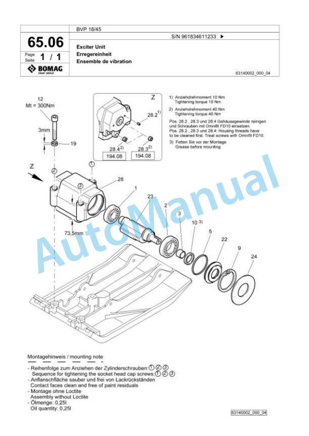Bomag BVP 18-45 Vibratory Plate Compactor Spare Parts Catalogue 00826355-3