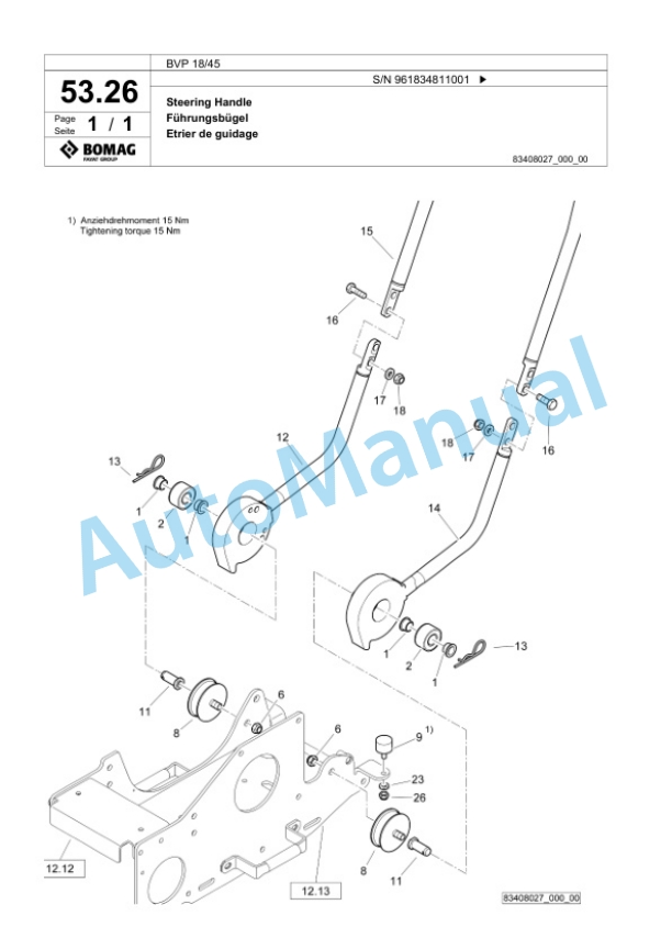 Bomag BVP 18-45 Vibratory Plate Compactor Spare Parts Catalogue 00826629-2