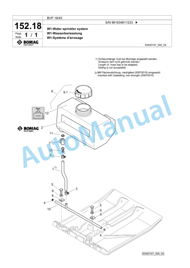 Bomag BVP 18-45 Vibratory Plate Compactor Spare Parts Catalogue 00826629-5