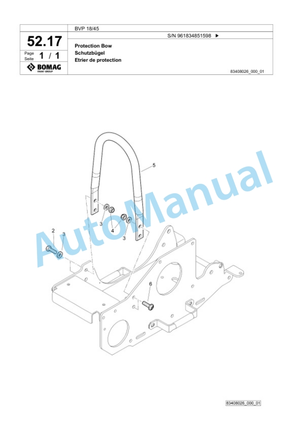 Bomag BVP 18-45 Vibratory Plate Compactor Spare Parts Catalogue 00826811-2
