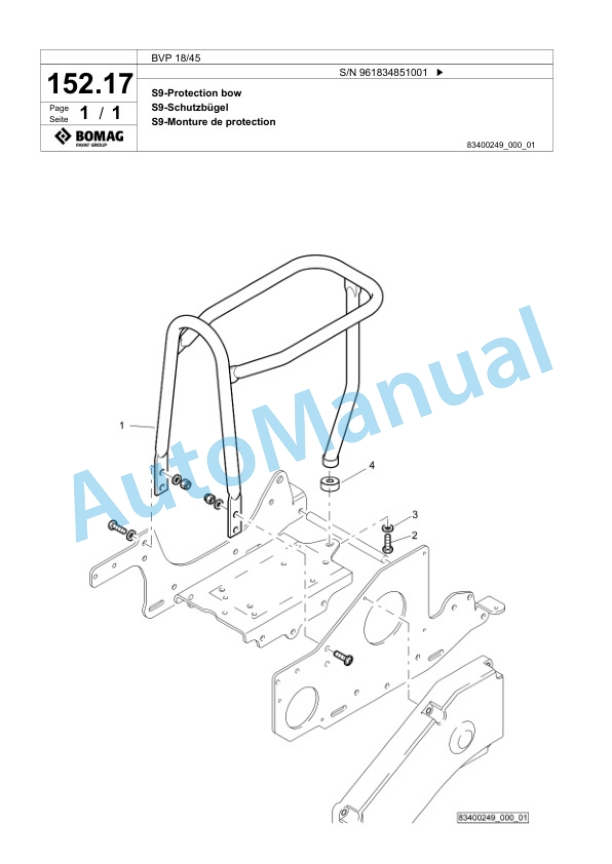 Bomag BVP 18-45 Vibratory Plate Compactor Spare Parts Catalogue 00826811-5