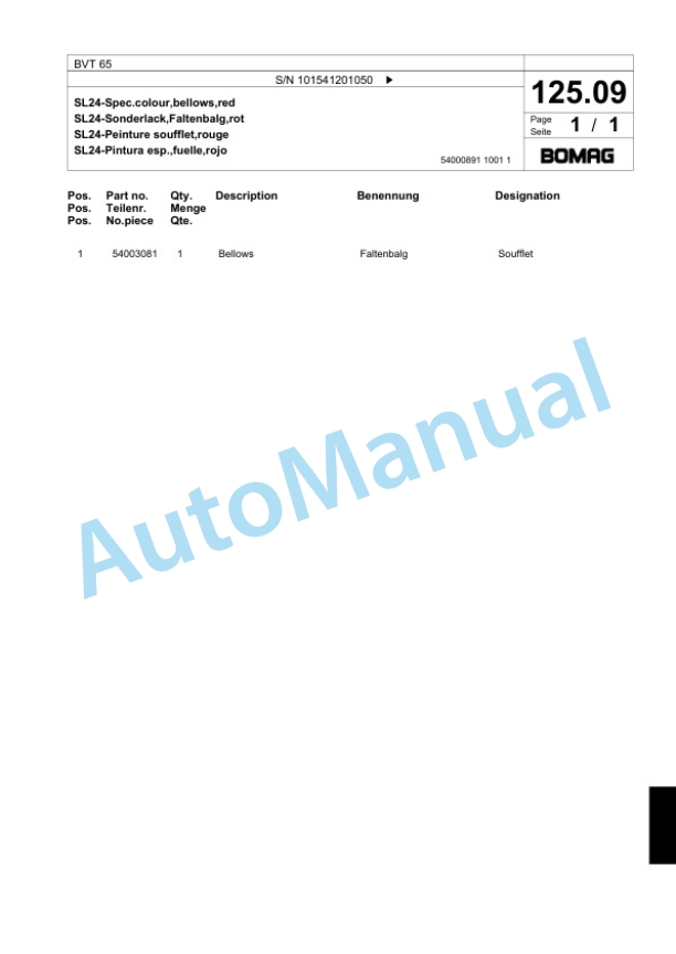 Bomag BVT 65 Vibratory Tamper Spare Parts Catalogue 00818677-4