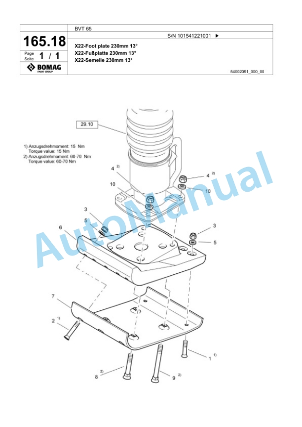 Bomag BVT 65 Vibratory Tamper Spare Parts Catalogue 00825153-5