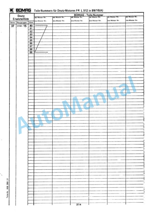 Bomag BW 10, BW 10S Towed Vibratory Rollers Spare Parts Catalogue 00812501-4