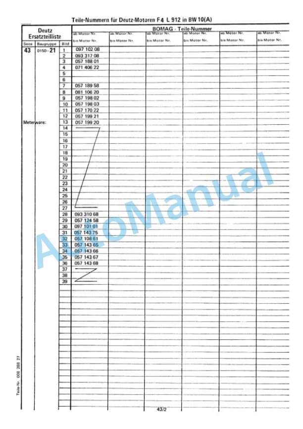 Bomag BW 10, BW 10S Trailed Vibratory Rollers Spare Parts Catalogue 00812500 GE-5