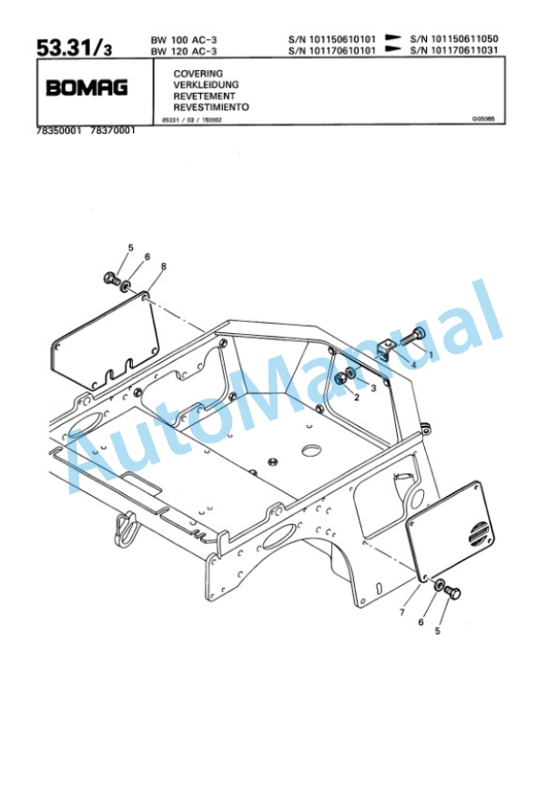 Bomag BW 100 AC-3, BW 120 AC-3 Combination Roller Spare Parts Catalogue 00810096-2