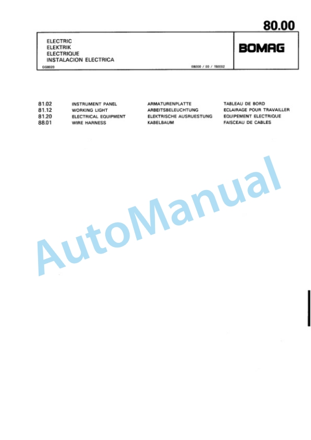 Bomag BW 100 AC-3, BW 120 AC-3 Combination Roller Spare Parts Catalogue 00810096-3