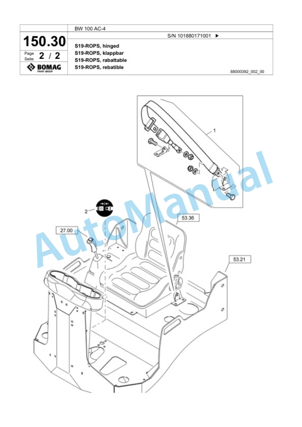 Bomag BW 100 AC-4 Combination Roller Spare Parts Catalogue 00818731-4