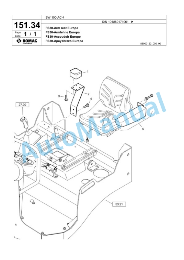 Bomag BW 100 AC-4 Combination Roller Spare Parts Catalogue 00818731-5