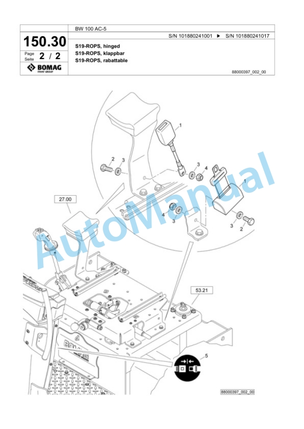 Bomag BW 100 AC-5 Combination Roller Spare Parts Catalogue 00824275-4