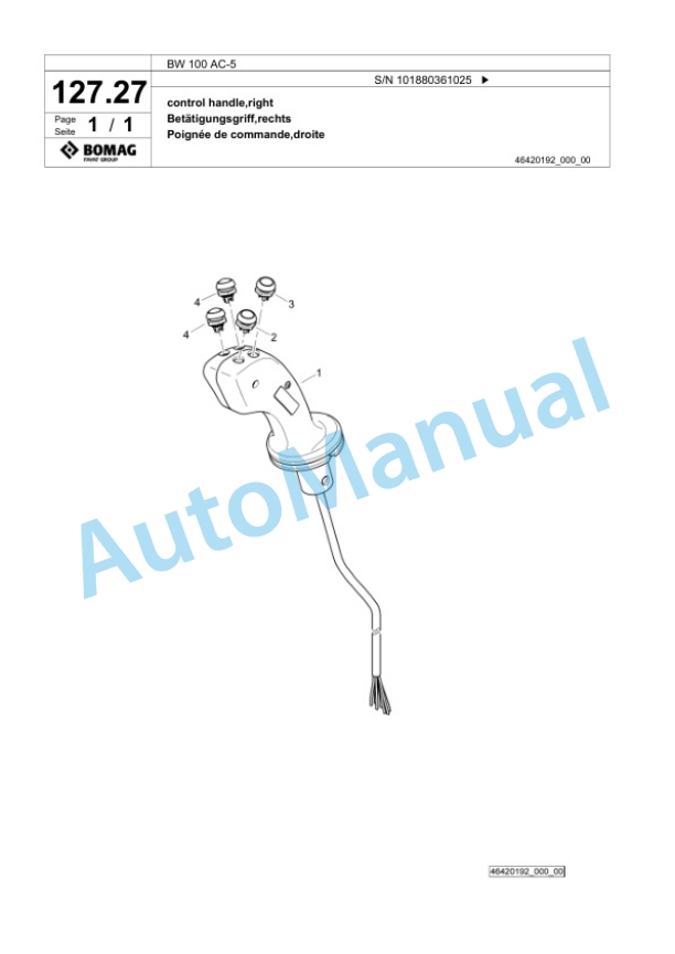 Bomag BW 100 AC-5 Combination Roller Spare Parts Catalogue 00824621-3