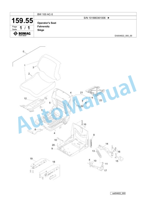 Bomag BW 100 AC-5 Combination Roller Spare Parts Catalogue 00824621-5